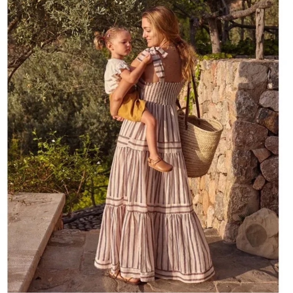Mango striped dress with shoulder ties - size 2